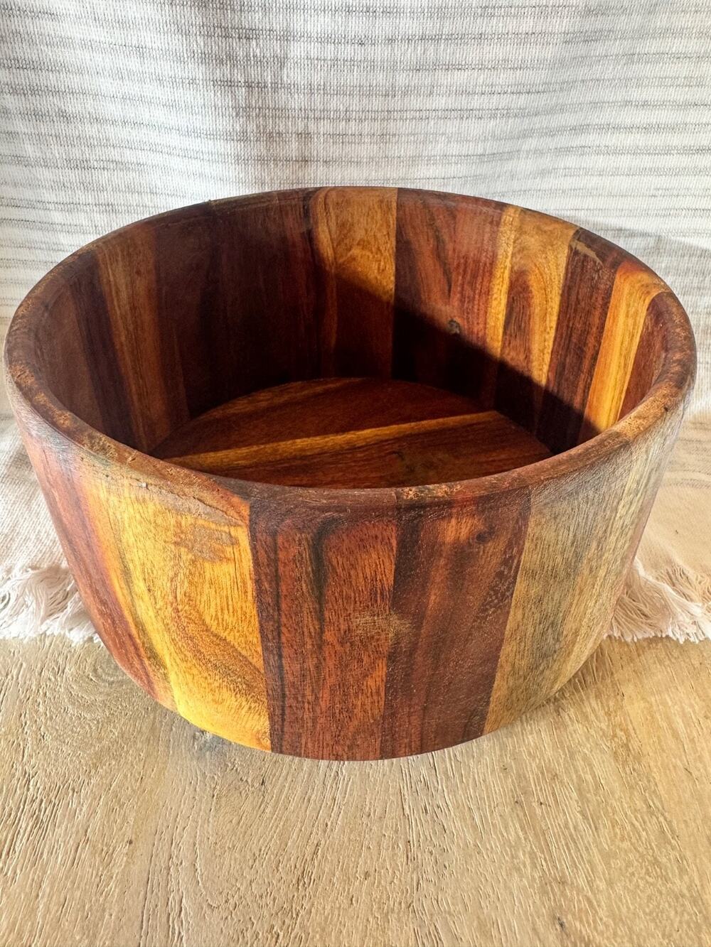 Copied - Handmade Segmented Wood Bowl 8+ Inch Wide Rustic Multipurpose Decor